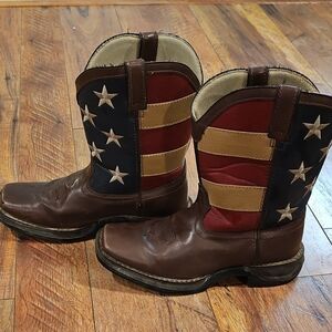 Durango Kids American Flag And Brown and Cowboy Boots